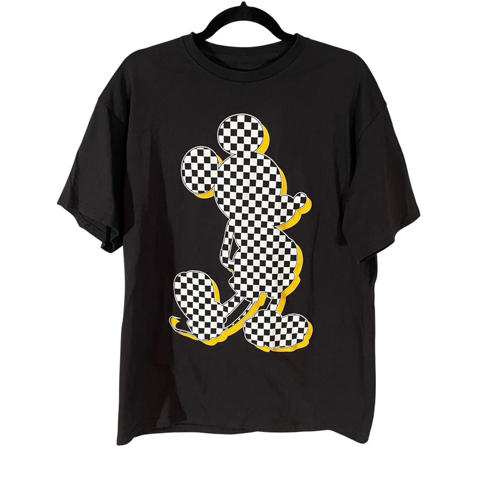 Disney Mickey Mouse Checkerboard Graphic Tee Black Mens Lg Vans Aesthetic Punk